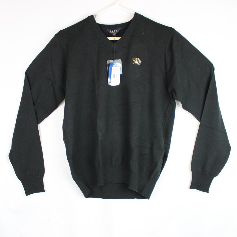 New Missouri Tigers V-Neck Sweater Mens Size Medium Mizzou Pullover Black NWT